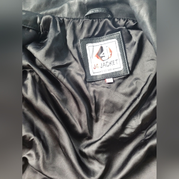 J4 Leather USS Quincy CA-71 Task Force 77 Korea Patch Women's Jacket Black M - Picture 4 of 10